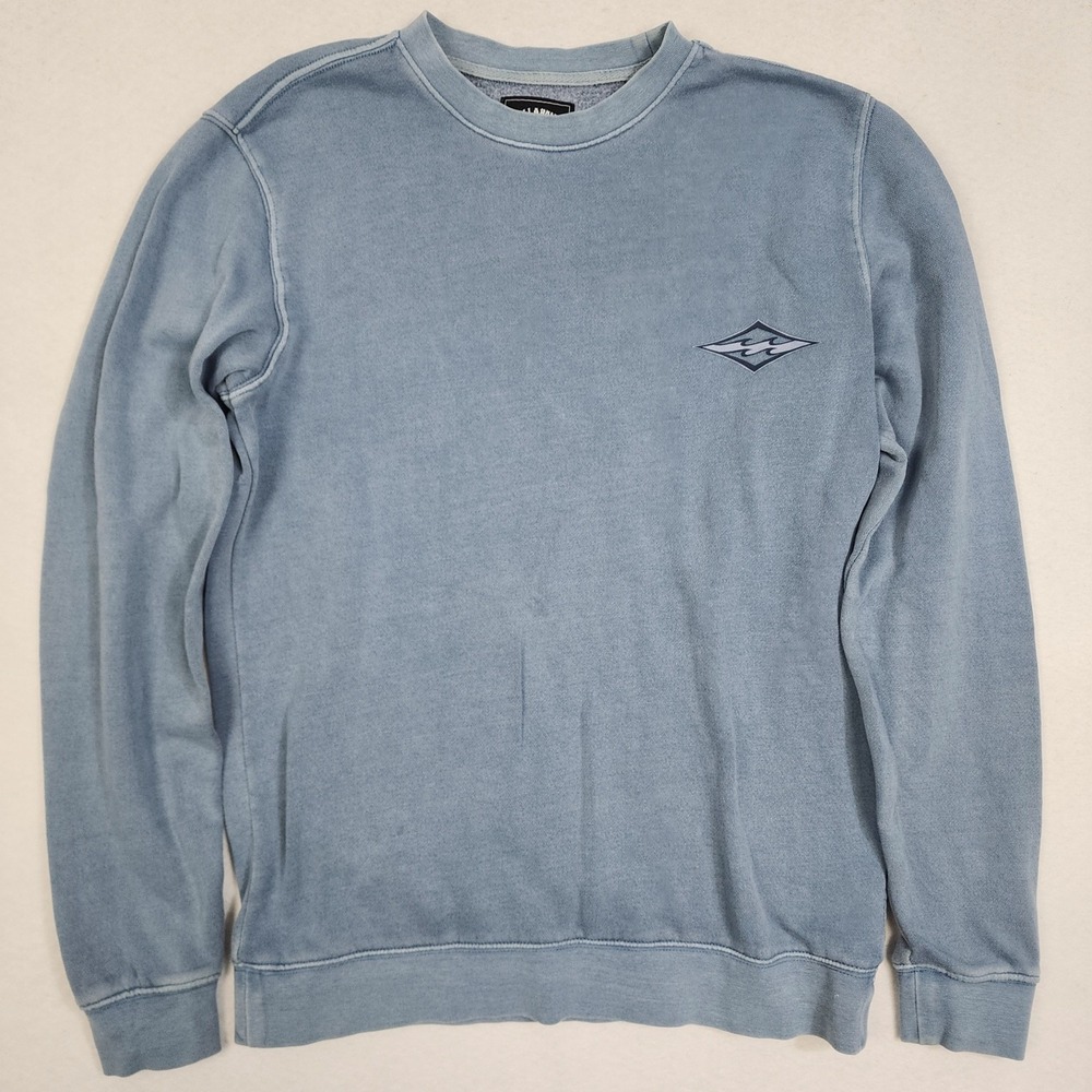 Billabong Foundation Sweatshirt Mens Small Washed Blue Fleece Lined Long Sleeve